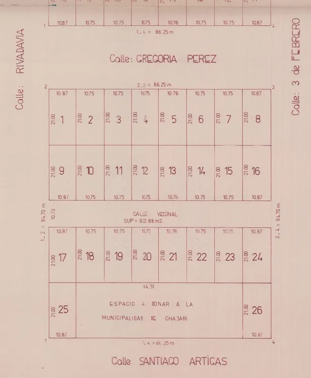 MANZANA DE ABAJO a la CALLE ARTIGAS